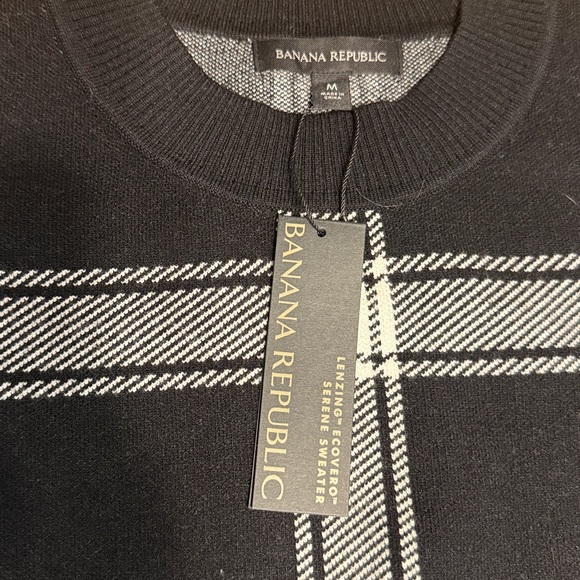 Banana Republic Plaid Statement Sweater Black Medium - Picture 7 of 13